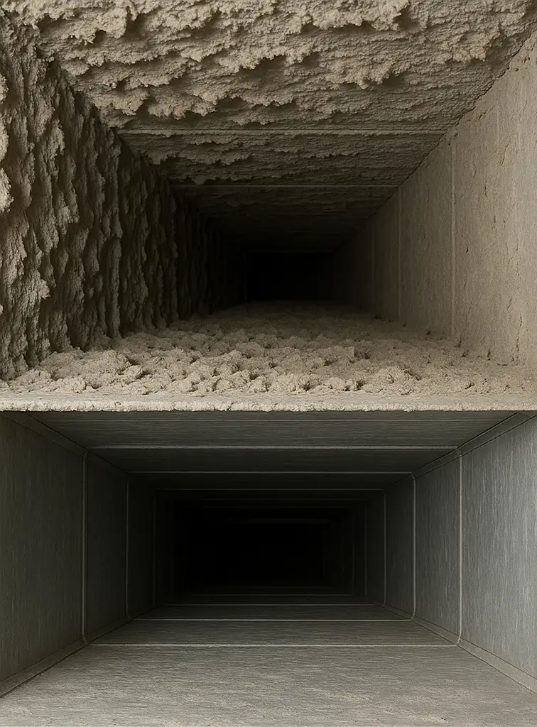 Before and after duct cleaning in Aldine Texas